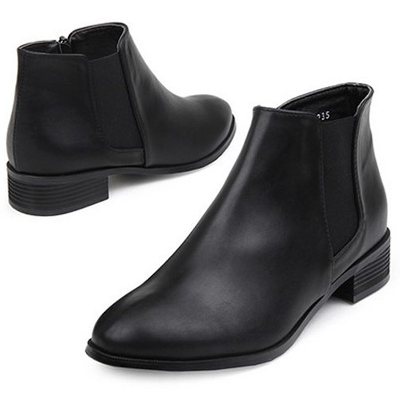 PRE-ORDER - SPUR 時髦切爾西靴 HF9090 BLACK - 女款短靴 - 人造皮革 黑色