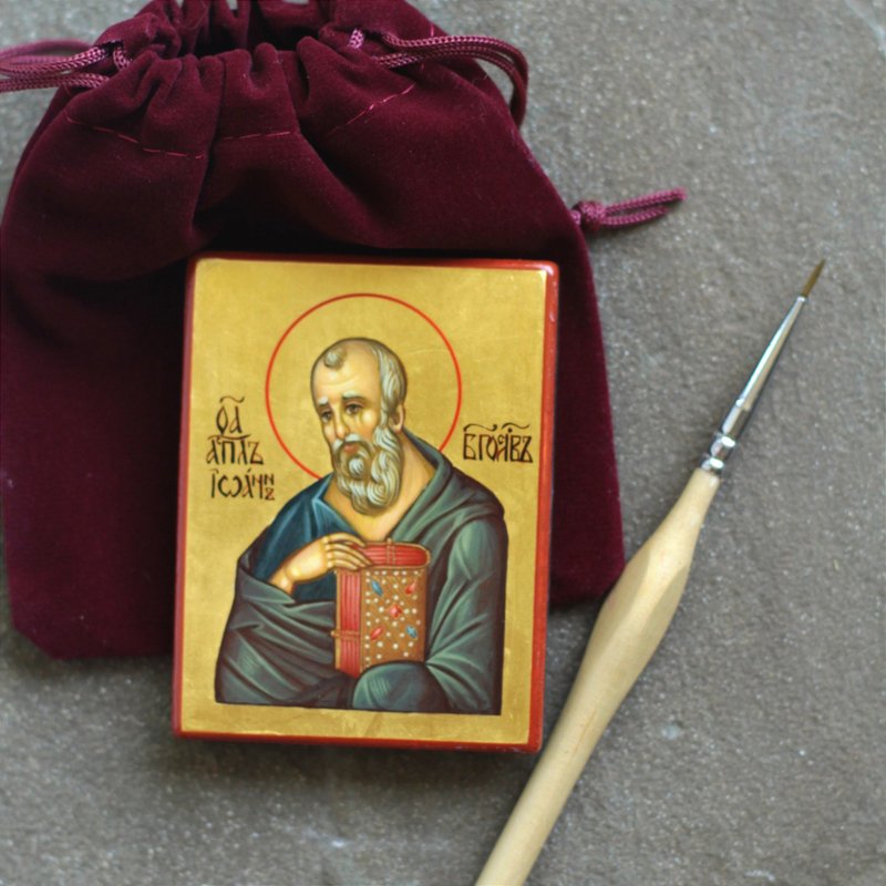 hand painted orthodox wood icon Saint Apostle John Theologian Evangelist - 其他 - 木頭 金色