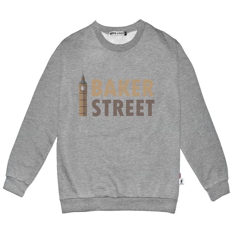 British Fashion Brand -Baker Street- Big Ben Printed Sweatshirt - เสื้อผู้หญิง - ผ้าฝ้าย/ผ้าลินิน สีเทา