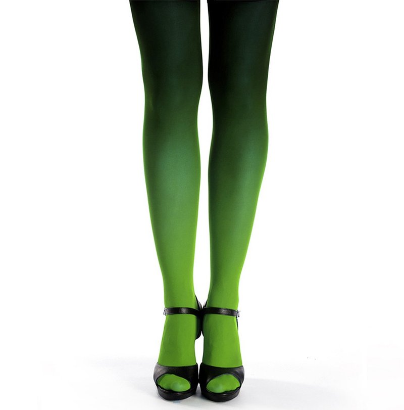 Green-black ombre gradient pantyhose - 內搭褲/緊身褲 - 尼龍 綠色