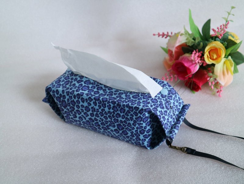 Leopard Print Hangable Hook Organizer Toilet Paper/Tissue Cover*SK* - Tissue Boxes - Cotton & Hemp Blue