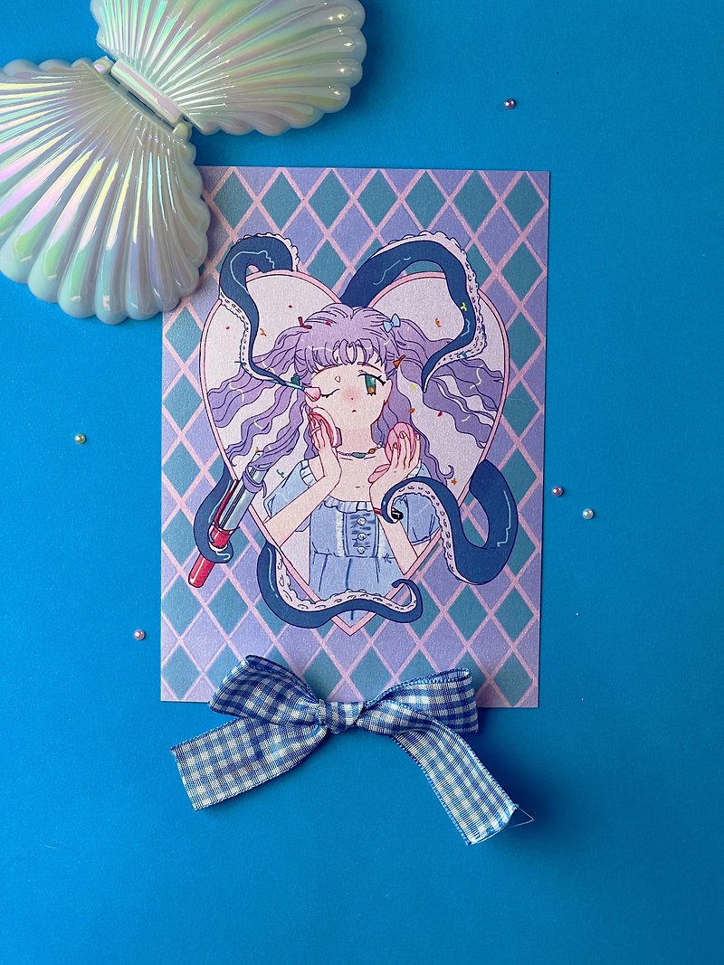 A set of 6 original mermaid postcards - Cards & Postcards - Paper Blue