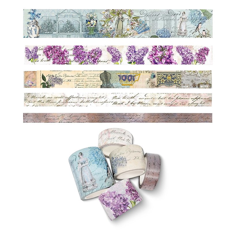 Jane Austen Vintage washi Tapes, Scrapbook Papers Set for Gifts, scrapbooks - มาสกิ้งเทป - กระดาษ สีน้ำเงิน