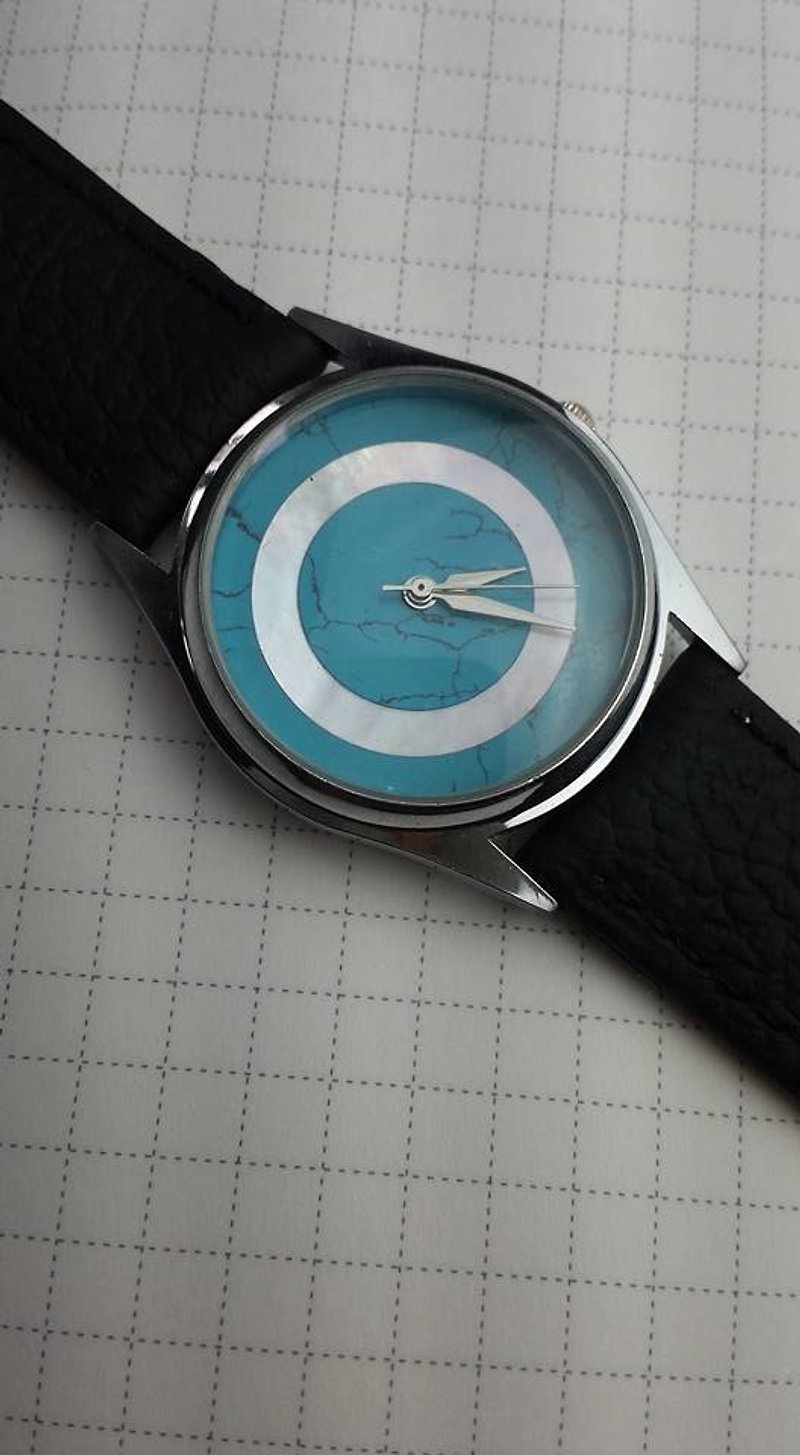 【Lost And Find】Natural gemstone Turquoise mother of pearl watch - Women's Watches - Gemstone Multicolor
