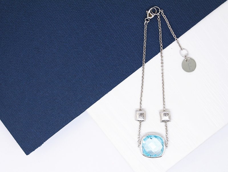 Edith & Jaz • 藍杜柏斯石簡約方形純銀手鏈 - 手鍊/手環 - 寶石 藍色