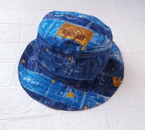 Petites sewing 手工製作 - 兒童雙面漁夫帽(藍牛仔褲pattern) 可加防UV