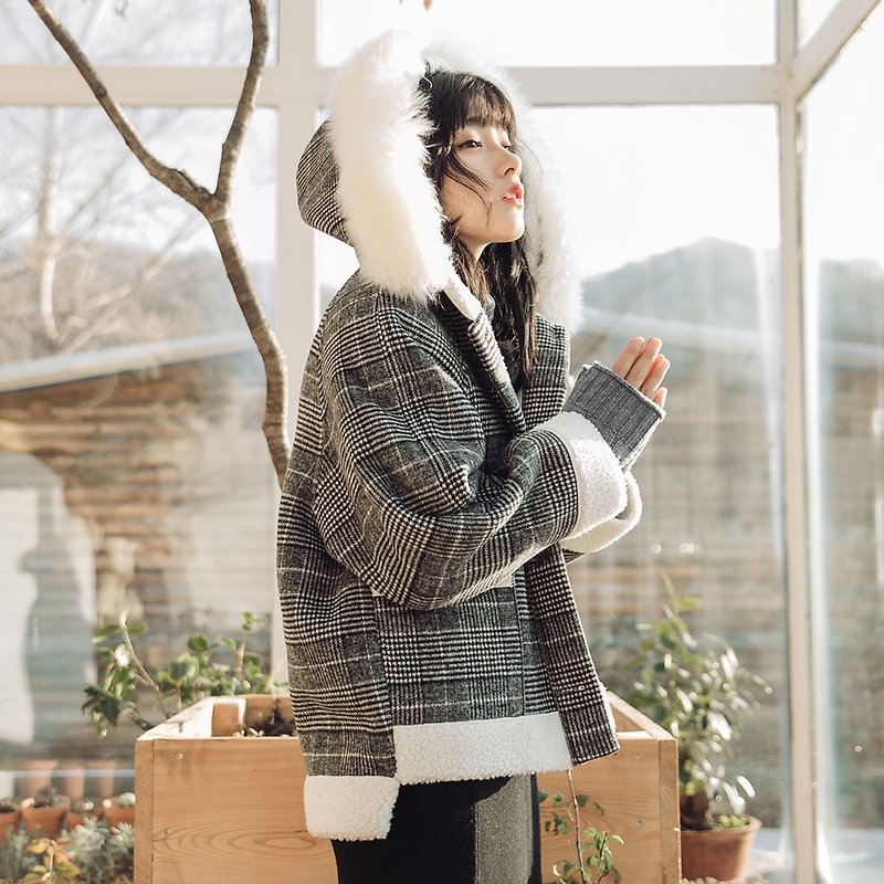 アニー・チェン2017新しい女性の冬の毛皮の襟ショートコート - ジャケット - コットン・麻 シルバー