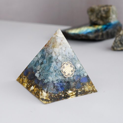 Vigor Handcrafts 預訂【海藍寶、藍玉髓、藍瑪瑙】奧根水晶能量金字塔Orgonite 6x6