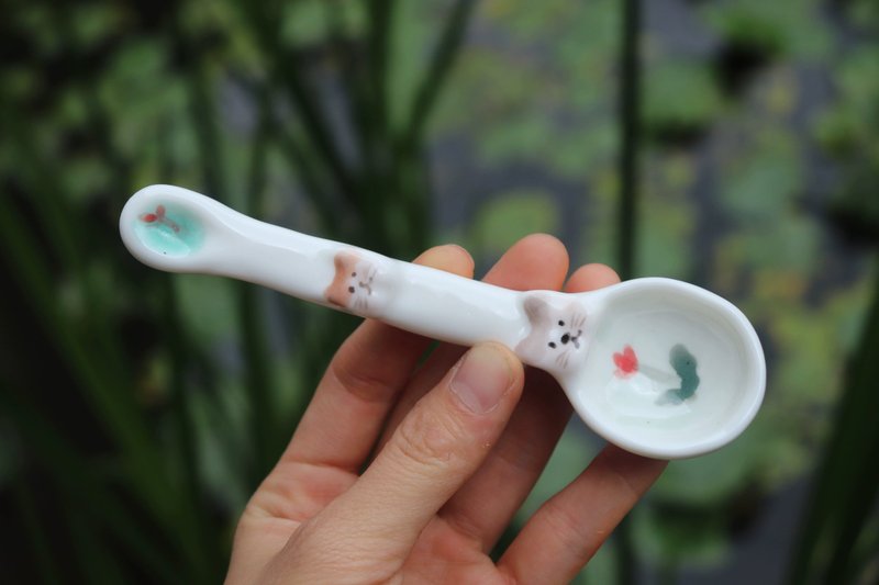 Adorable Cat & Dog Ceramic Spoons with High-Temperature Underglaze Decoration - Mugs - Pottery 