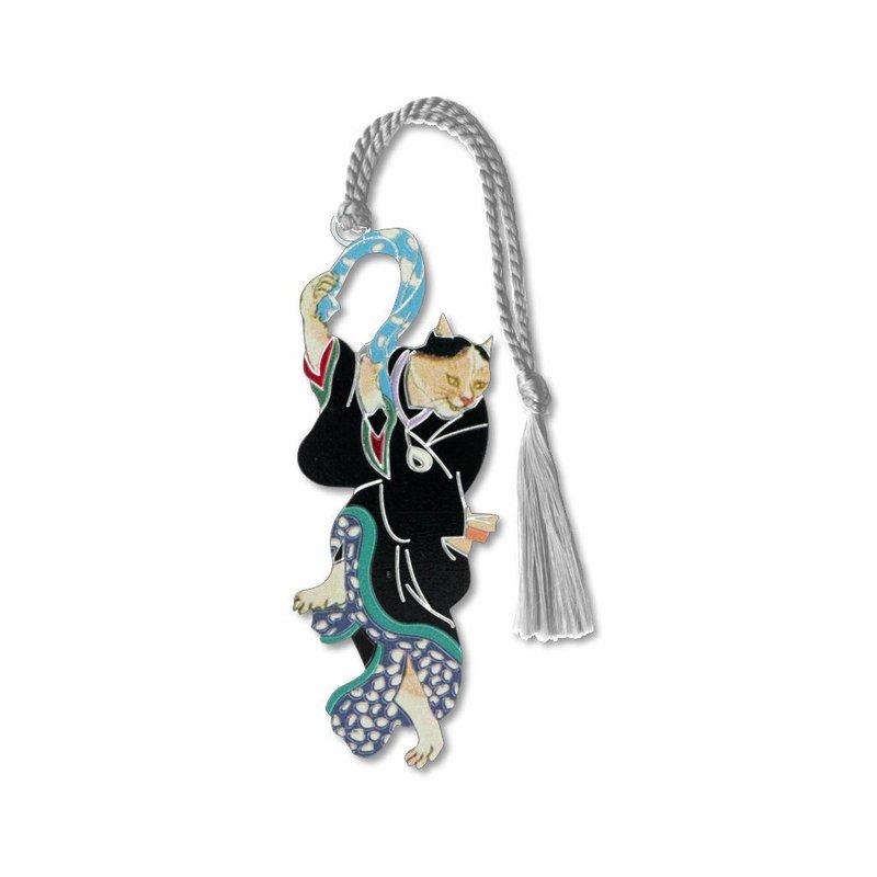 The Dancing Geisha Cat Metal Bookmark - ที่คั่นหนังสือ - โลหะ 