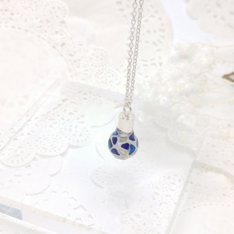 Glass-painted Light Bulb Sterling Silver Necklace 18 inch