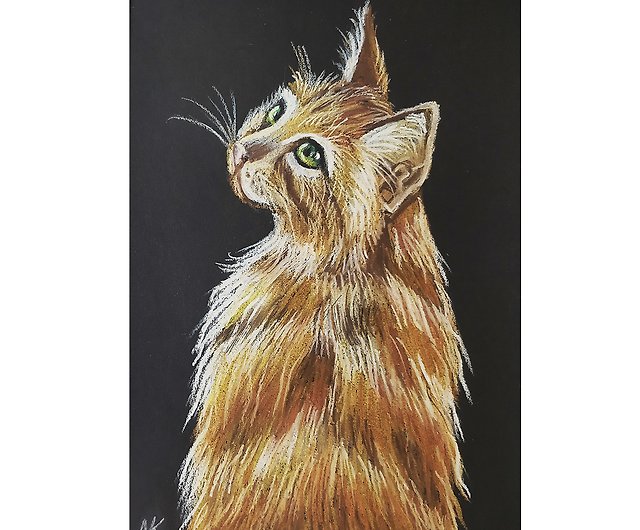 オイルパステル画◆子猫