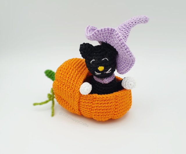 大勧め デジタル】ハロウィン かぼちゃの黒猫 ハロウィンハロウィン用 | あみぐるみ