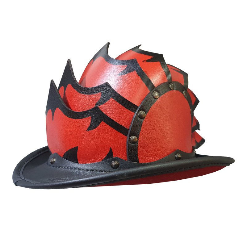 Fantasy Leather Top Hat - 帽子 - 真皮 紅色