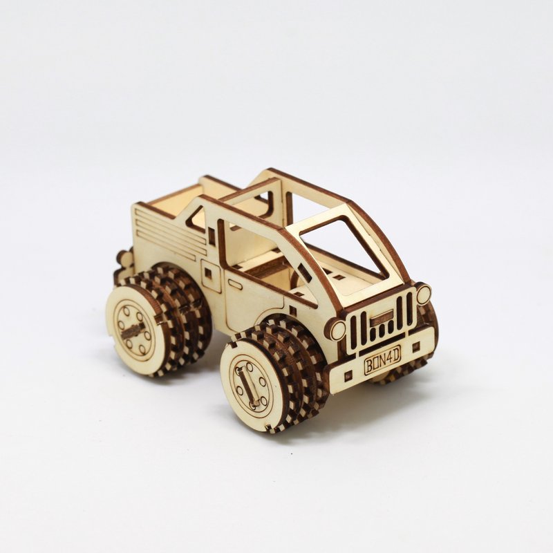 Wooden toy car off-road vehicles _ - ของเล่นเด็ก - ไม้ สีกากี