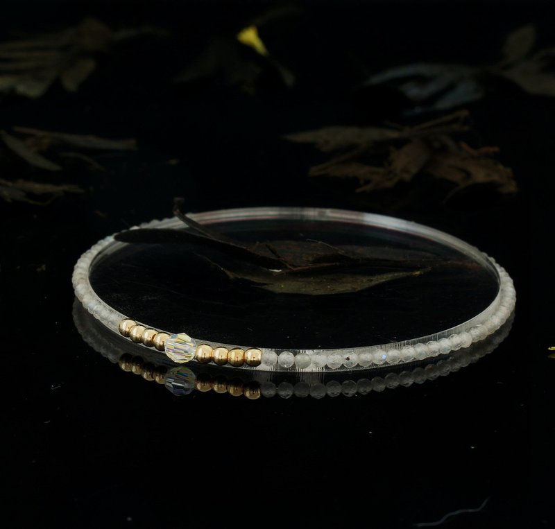 輕奢風 灰拉長石 14KGF Swarovski 水晶手鍊 - 手鍊/手環 - 寶石 