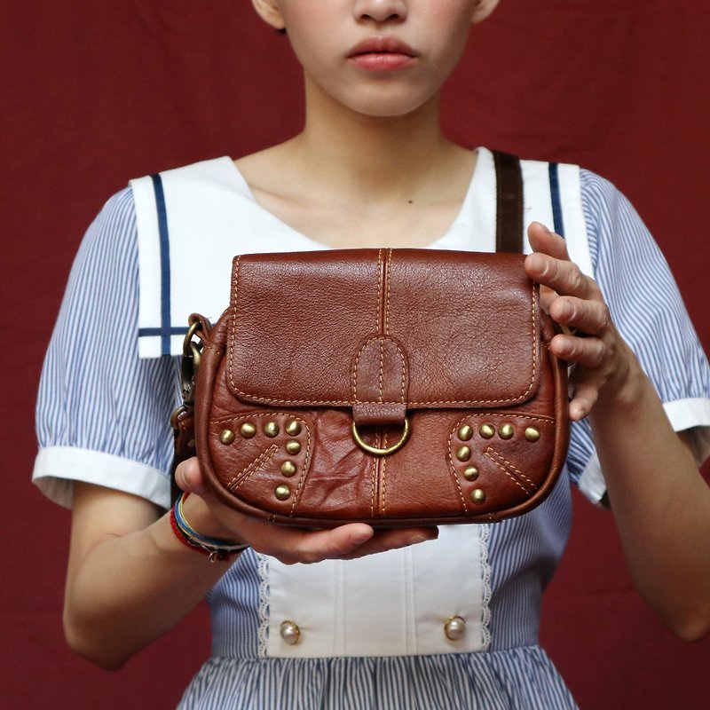 Pumpkin Vintage. Cross-body bag - Messenger Bags & Sling Bags - Genuine Leather Brown