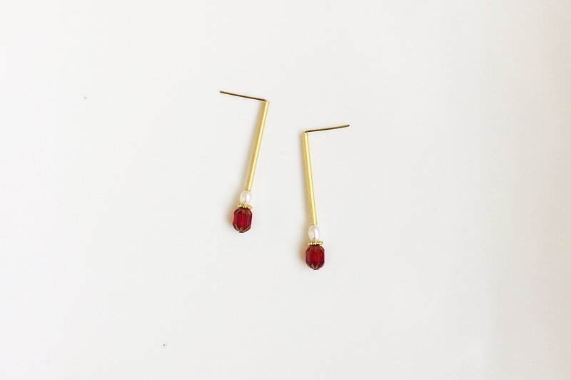 Whisper Pearl Brass Earrings - Earrings & Clip-ons - Gemstone Red