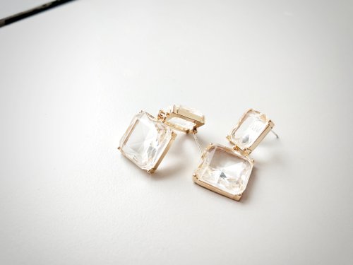 Somnambulist 純淨白水晶 耳環 耳飾 飾品 銀 S925 金 日系 氣質 透明 寶石 透