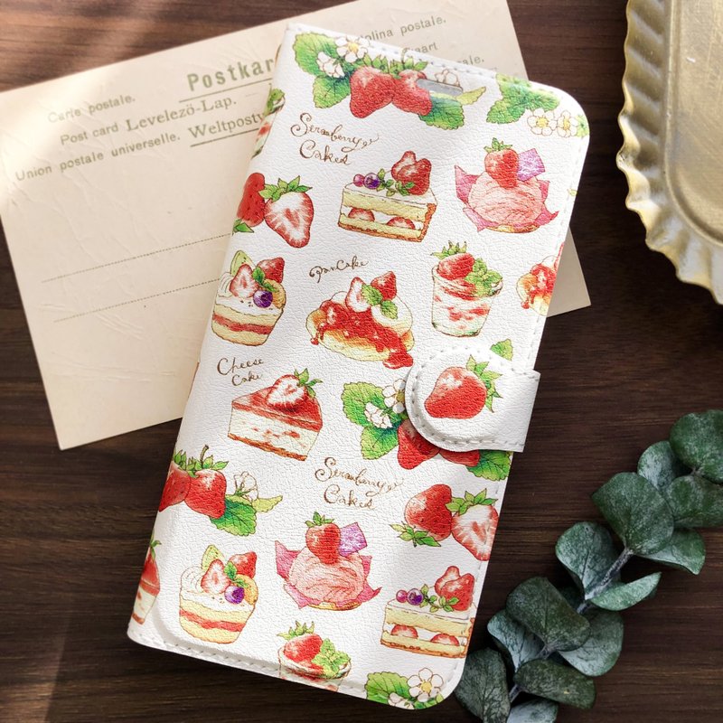 StrawberryCakes手帳型スマホケース iPhone Android - 手機殼/手機套 - 人造皮革 紅色