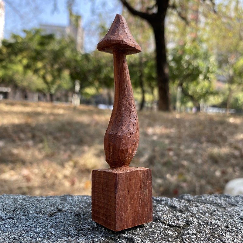 紅酸枝手刻蘑菇木雕(台灣手刻) - 擺飾/家飾品 - 木頭 咖啡色