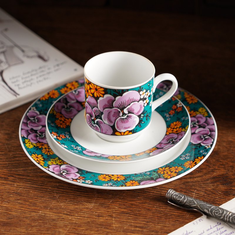 德國Schumann舒曼 繁花似錦 午茶三件組/杯+碟+盤 - 茶壺/茶杯/茶具 - 瓷 多色