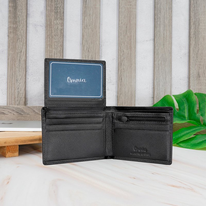 10卡1照-極黑簡約職人上下翻活頁牛皮短夾 - 錢包/皮夾/長短夾 - 真皮 黑色