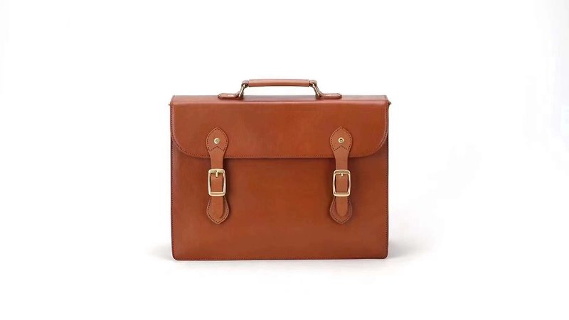 [30% off at the end of the year] Handmade Italian vegetable-tanned leather briefcase, lightweight business messenger bag, shoulder bag - Briefcases & Doctor Bags - Genuine Leather 