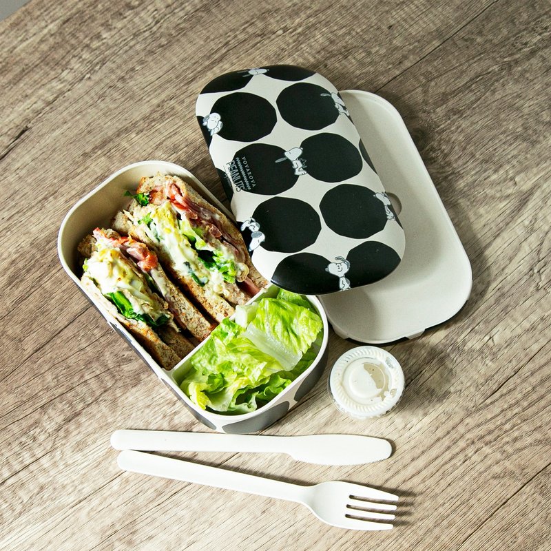 Vovarova x Snoopy Single Tier Bamboo Lunch Box - กล่องข้าว - วัสดุอีโค 