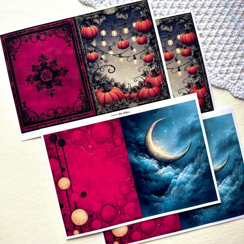 Z527 - Gothic Halloween of background - 貼紙 - 紙 