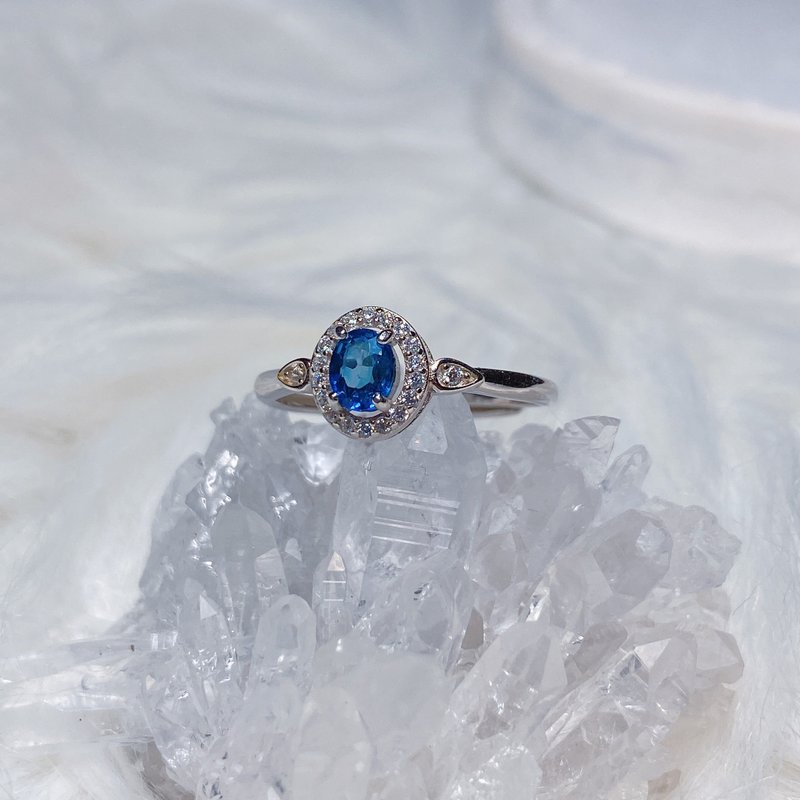 ナチュラル宝石ナチュラルサファイアセイロンブルーリング0.39カラット925スターリングシルバー - リング・指輪 - 宝石 