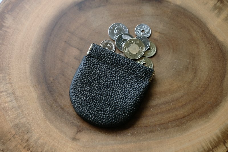Genuine Leather Coin Purses Black - ADORE - Arch leather coin purse - MIDNIGHT BLACK