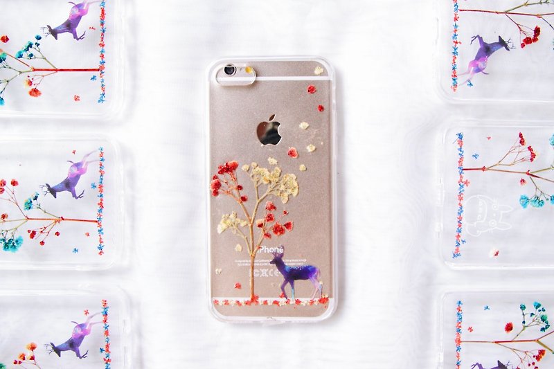 小鹿出没干花手机壳 • Handpressed Flower Phone Case - 手機殼/手機套 - 植物．花 紅色