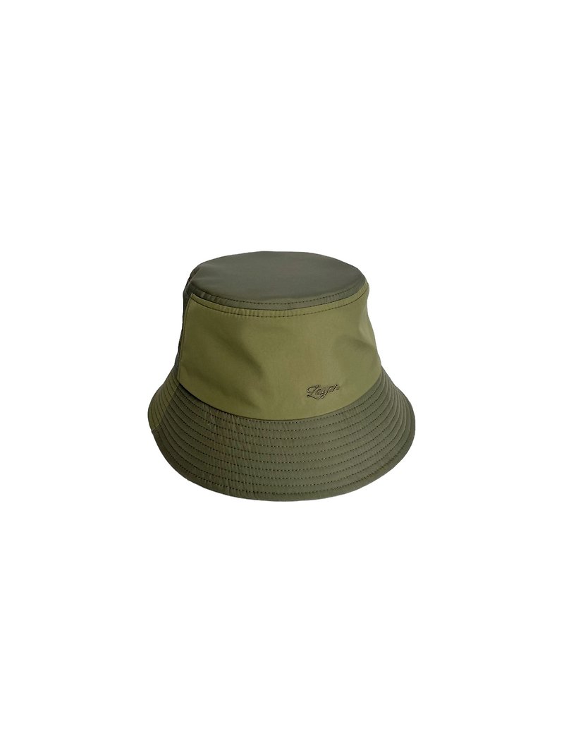 ZAYAN rPET BUCKET HAT - PINE GREEN COLOR - 帽子 - 棉．麻 藍色