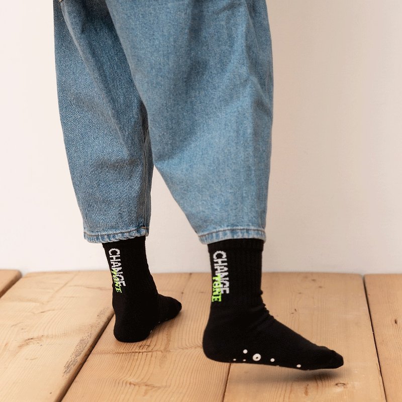 LOGO羅紋/黑(16-18cm,19-22cm)-MIT兒童中筒襪