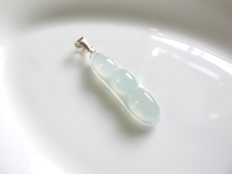 翡翠A貨緬甸玉 【福氣滿滿】冰種玉豆莢 寓意美好 適合送禮 - 項鍊 - 玉石 白色