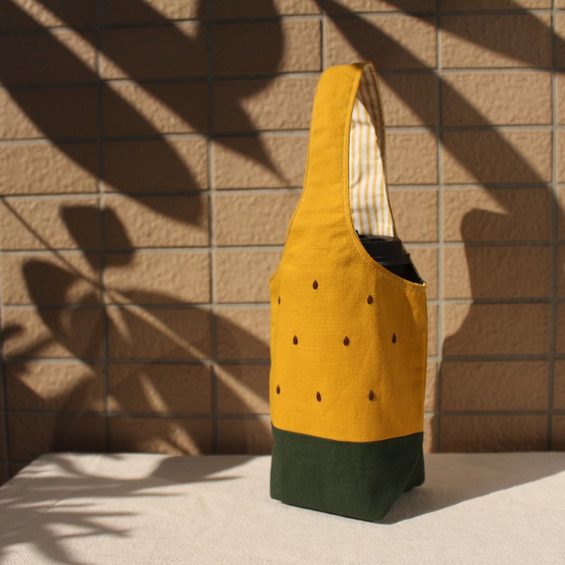 小玉西瓜造型 飲料提袋 水壺袋 - 其他 - 棉．麻 黃色
