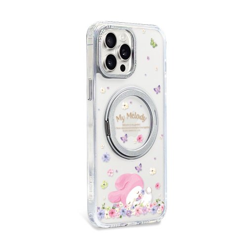 apbs 雅品仕 水晶彩鑽手機殼 三麗鷗iPhone 16/15/14/13/12 360旋轉磁吸立架手機殼-午覺美樂蒂