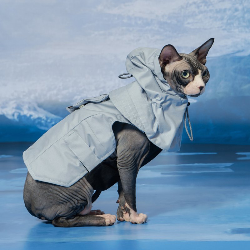 yama paws / sade rain parka grey blue - Clothing & Accessories - Cotton & Hemp Silver