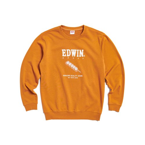 EDWIN 臺灣總代理 EDWIN 東京散策系列 美味糰子厚長袖T恤-男女款 (黃褐色)