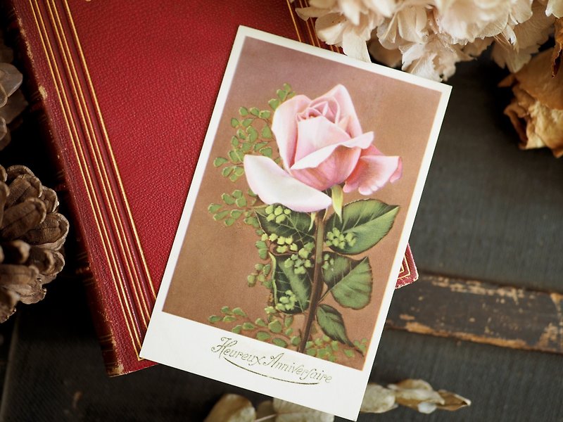 Antique Postcard Collection Heureux Anniversaire Rose - France - การ์ด/โปสการ์ด - กระดาษ 