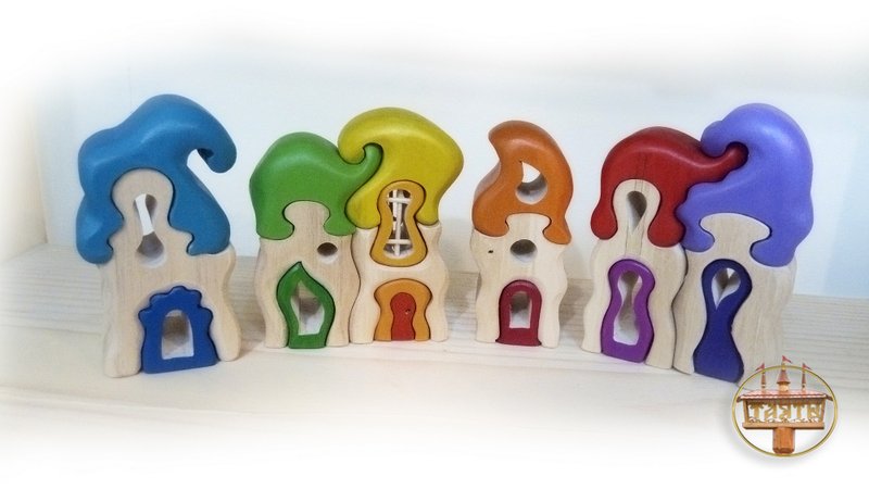 Handmade Organic Baby Girl Wood Toys / Baby Wooden Childrens Toys - Kids' Toys - Wood Multicolor