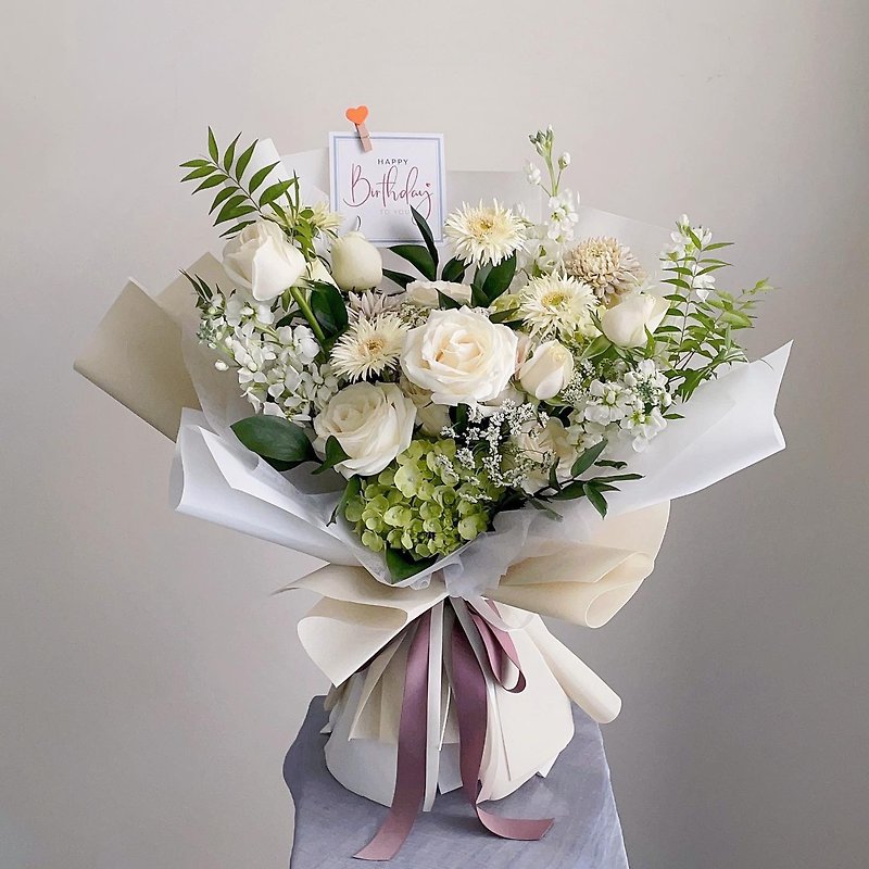 [Flowers] White and green rose hydrangea natural style flower bouquet - Other - Plants & Flowers White