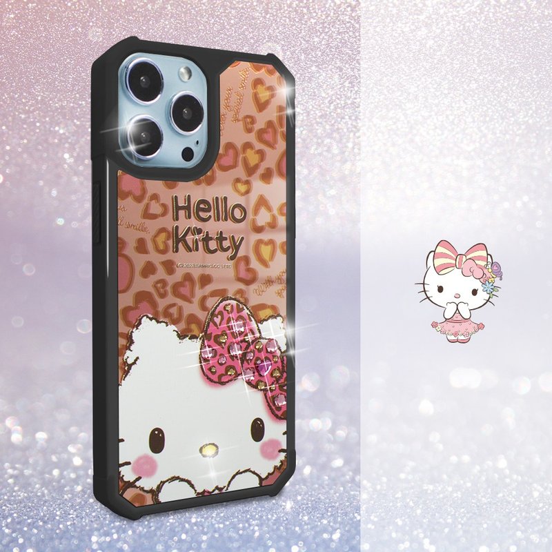 三麗鷗 iPhone 13全系列 軍規防摔鏡面水晶彩鑽手機殼-豹紋凱蒂 - 手機殼/手機套 - 其他材質 多色
