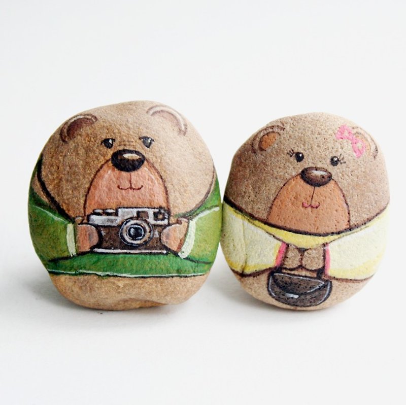 Bears stone painting. - Other - Stone Brown