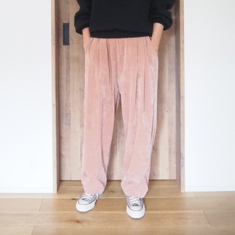 【Pre-order】Corduroy tuck pants / Pink Beige - 女長褲 - 棉．麻 粉紅色