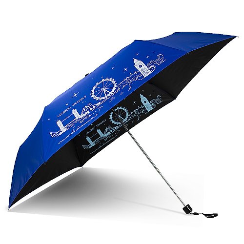 TDN 雙龍倫敦超細黑膠蛋捲傘三折傘抗UV鉛筆傘晴雨傘兒童傘(皇家藍)