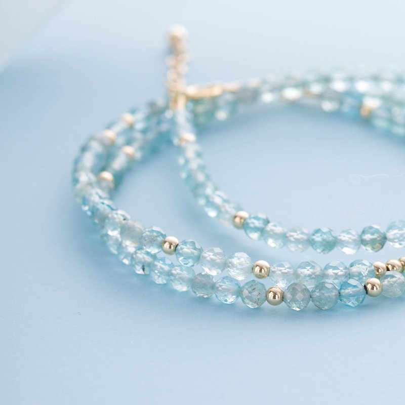 Apatite, 14K Gold Filled Natural Gemstone Crystal Stack Bracelet - Bracelets - Crystal Blue