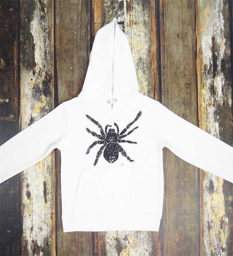 蜘蛛 spider Tarantula Kids Foodie White - เสื้อยืด - ผ้าฝ้าย/ผ้าลินิน ขาว