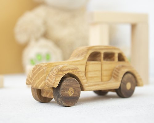 RedHeadKat 木製定制復古模型. 蹣跚學步的兒童推車玩具 送給汽車愛好者的獨